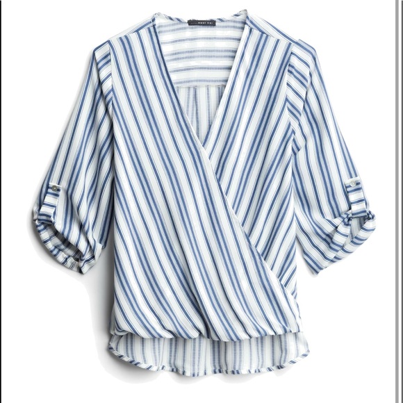 allan surplice rolltab high low blouse